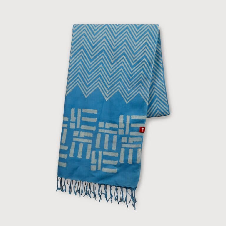 GAURAV - Om Blue Block Printed Handloom Khadi Stole