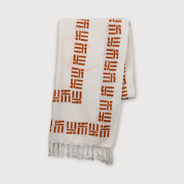 ANANT - Om Cream Block Printed Handloom Khadi Stole