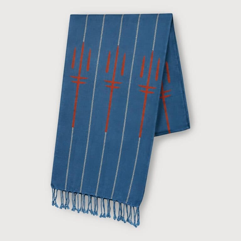 RUDRA - Trishul Block Printed Blue Handloom Khadi Stoles