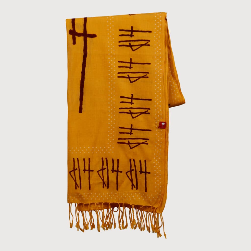 VINAY - Shri Ram Mustard Yellow Block Printed Handloom Cotton Stole